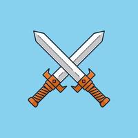 Two swords clashing cartoon icon vector