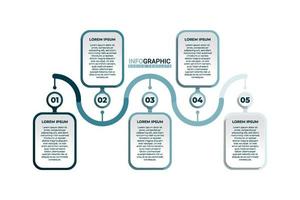 Creative timeline infographic concept. Three-dimensional infographic label in 5 options. Business presentation graphic template with icons vector