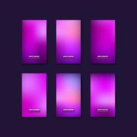 Set of blurry purple social media story background. Abstract gradient meshes with bright and dark colors. Modern screen vector design for mobile app. Pink, violet, and purple gradient color.