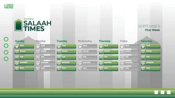 Islamic prayer time schedule design in one week vector