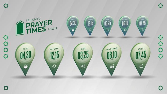 modern simple 3d icon collection design islamic prayer time
