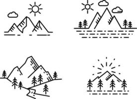 Mountains Line Drawing vector