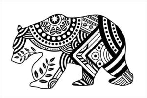 Bear Illustration with Abstract Mandala Elements Isolated on white background vector