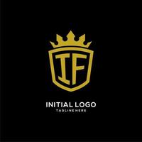 Initial IF logo shield crown style, luxury elegant monogram logo design vector