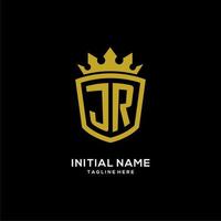 Initial JR logo shield crown style, luxury elegant monogram logo design vector