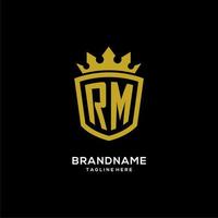 Initial RM logo shield crown style, luxury elegant monogram logo design vector