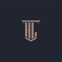 HL initial monogram logo with pillar style design vector