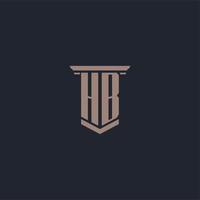 HB initial monogram logo with pillar style design vector