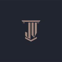 JV initial monogram logo with pillar style design vector