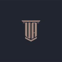 UA initial monogram logo with pillar style design vector