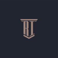 RI initial monogram logo with pillar style design vector