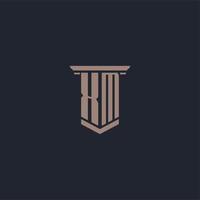 XM initial monogram logo with pillar style design vector