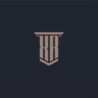 XR initial monogram logo with pillar style design vector