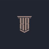 XR initial monogram logo with pillar style design vector