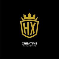 Initial HX logo shield crown style, luxury elegant monogram logo design vector