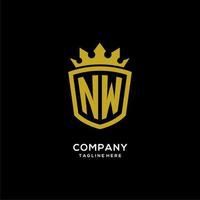 Initial NW logo shield crown style, luxury elegant monogram logo design vector