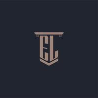 EL initial monogram logo with pillar style design vector