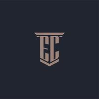 EC initial monogram logo with pillar style design vector