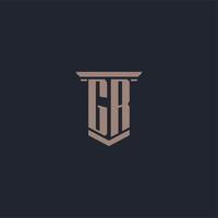 GR initial monogram logo with pillar style design vector