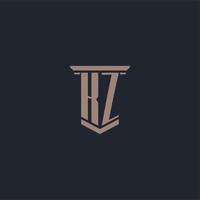 KZ initial monogram logo with pillar style design vector