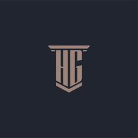 HG initial monogram logo with pillar style design vector