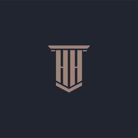 HH initial monogram logo with pillar style design vector