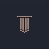 HH initial monogram logo with pillar style design vector