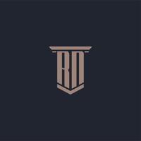 RN initial monogram logo with pillar style design vector