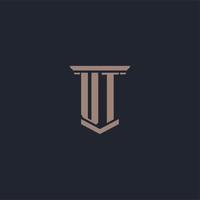 UT initial monogram logo with pillar style design vector