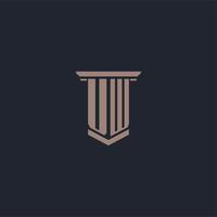 UW initial monogram logo with pillar style design vector