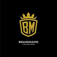 Initial BM logo shield crown style, luxury elegant monogram logo design vector