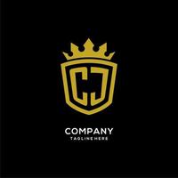 Initial CJ logo shield crown style, luxury elegant monogram logo design vector