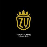 Initial ZV logo shield crown style, luxury elegant monogram logo design vector