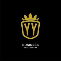 Initial YY logo shield crown style, luxury elegant monogram logo design vector