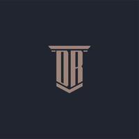 DR initial monogram logo with pillar style design vector