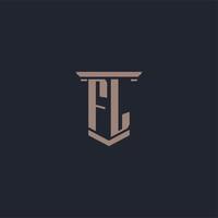 FL initial monogram logo with pillar style design vector