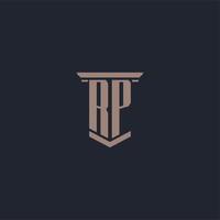 RP initial monogram logo with pillar style design vector