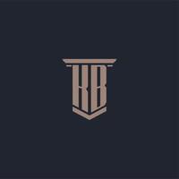KB initial monogram logo with pillar style design vector