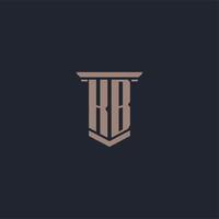 KB initial monogram logo with pillar style design vector