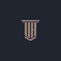 UH initial monogram logo with pillar style design vector