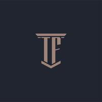 TF initial monogram logo with pillar style design vector