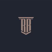 RR initial monogram logo with pillar style design vector