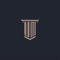 UM initial monogram logo with pillar style design vector