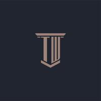 TW initial monogram logo with pillar style design vector
