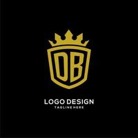 estilo de corona de escudo de logotipo inicial de db, diseño de logotipo de monograma elegante de lujo vector