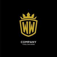 Initial WW logo shield crown style, luxury elegant monogram logo design vector