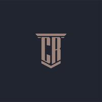 CR initial monogram logo with pillar style design vector