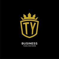 Initial TY logo shield crown style, luxury elegant monogram logo design vector