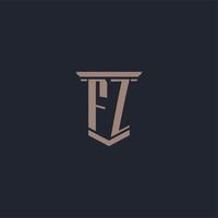 FZ initial monogram logo with pillar style design vector