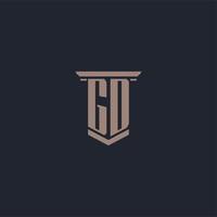 GD initial monogram logo with pillar style design vector